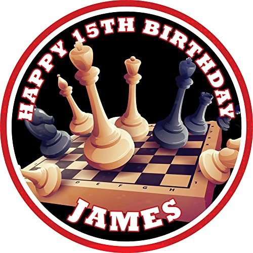 Chess Personalised Round Edible Birthday Cake Topper