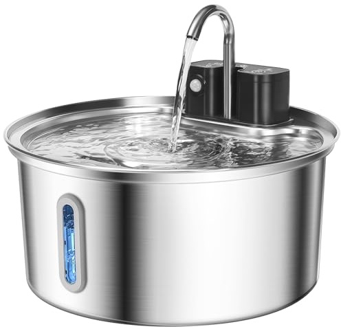 Fontaine pour Chat sans Fil, Fontaine a Eau Chat en Acier Inoxydable avec Detecteur de Mouvement et Batterie 4200mAh - Fontaine à Eau pour Chats avec Filtre et réservoir d'eau de 3.2L
