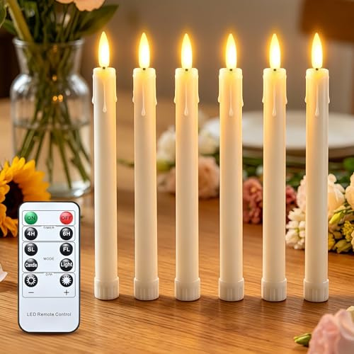 cimetech 6er LED Stabkerzen mit Timer & Fernbedienung für Zimmer Deko | Elektrische Kerzen mit Fernbedienung Stabkerzen led Kerzen (2 x 22.5CM) für Weihnachtsdeko, Hochzeit und Party