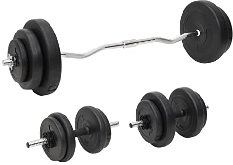 vidaXL Set Bilanciere con Manubri e Pesi 60,5 kg Allenamento Muscolare Fitness