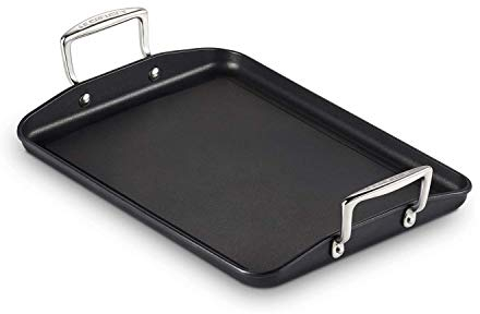 Le Creuset Toughened Non-Stick 35cm Flat Rectangular Grill, Black, 35 cm