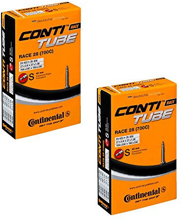 Continental Unisex Fahrradschlauch Race 28 700 20 25 Presta 42 mm, 2 Stück Innenschlauch-Packung, Schwarz, x 20c-25c