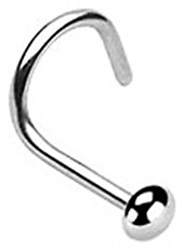 Paula & Fritz® Piercing-s Nase Spirale Silber Nasenpiercing-s Stecker Nasen-Ring Nostril Nasenflügel Schmuck Chirurgenstahl Flacher Ball 1,0-mm