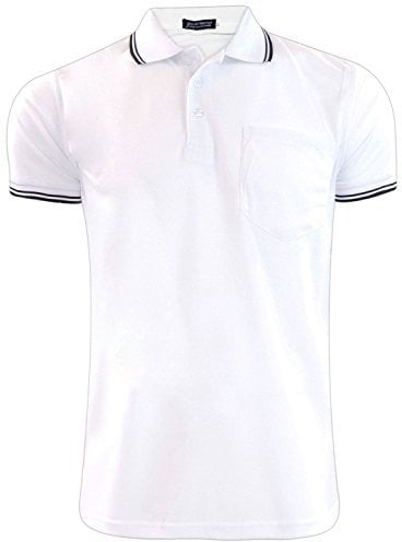 Un Branded Mens Polos Tshirt Pocket Collar Pique Tipping Buttoned Short Sleeve Regular Fit PK T Shirt Top White Medium