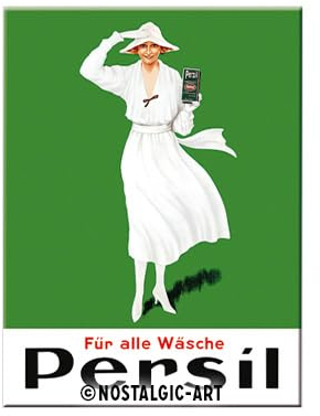 Nostalgic-Art Retro Kühlschrank-Magnet, 6 x 8 cm, Persil – Weiße Dame Grün 1922 – Geschenk-Idee für Nostalgie-Fans, aus Metall, Vintage Design