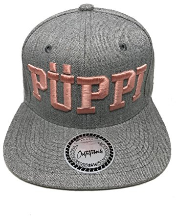 Outfitfabrik ♥ Snapback Cap Stickerei Püppi in grau-rosa