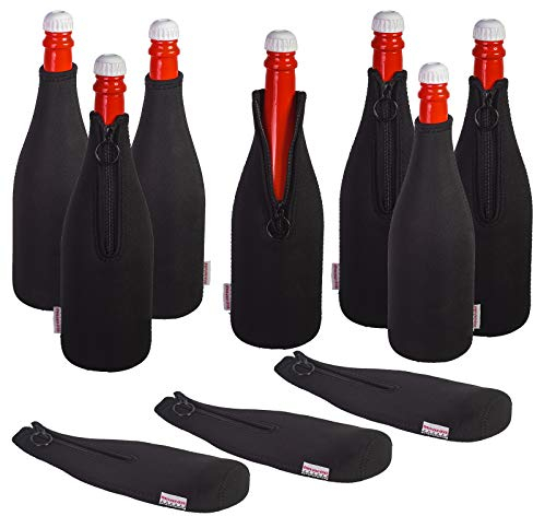 Sektkühler 0,75l Neopren, Flaschenkühler, Weinkühler, Getränkekühler, DRESS-YOUR-DRINK (Schwarz, 10er Spar-Set)