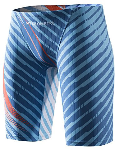 MY KILOMETRE Jammer Swimsuit Mens Solid Swim Jammers Endurance Long Racing Training Swimsuit Blue-L