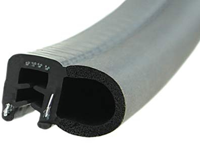 SMI-Dichtungsprofil DS26 für 1-3mm EPDM Moosgummi/Vollgummi mit Stahleinlage selbstklemmend ohne Kleber - Kantenschutz mit Dichtung seitlich, Kantenschutzdichtprofil für Auto, Kofferraum (10 m)