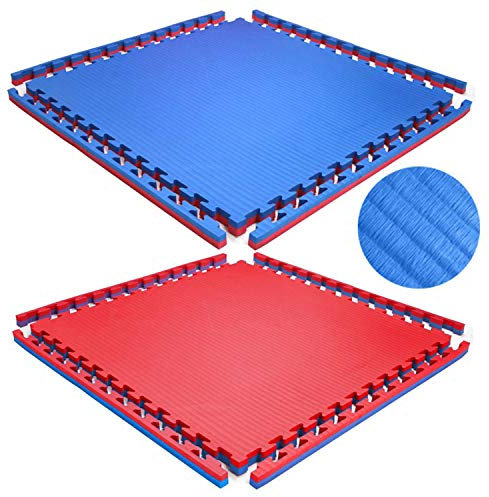 BEEMAT Reversible Tatami 40mm Jigsaw Mat [Each] • RED/BLUE • SIZE: 1m x 1m square • High grip MMA Tatami finish • Reversible and Interlocking