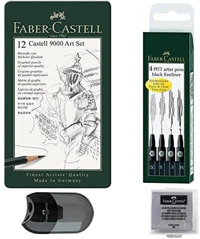 Faber-Castell 119065 Castell 9000 Bleistift 8B - 2H, 12er Pack
