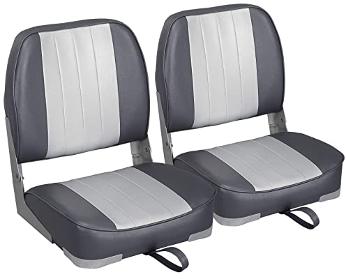 Leader Accessories Ein Paar zusammenklappbare Bootssitze mit niedriger Rückenlehne (2 Sitze) (B-Grau/Anthrazit)