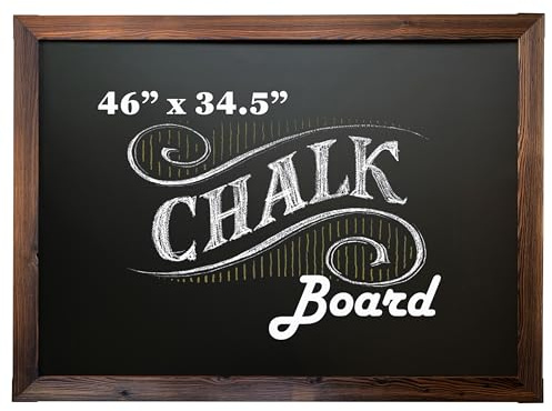 Loddie Doddie Magnetische Kreidetafel – 116,8 x 87,6 cm mit rustikalem Rahmen – leicht zu löschende große Magnettafel für Küche und Wanddekoration – schwarze Kreidetafel zum Aufhängen