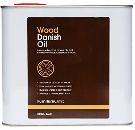Furniture Clinic. Aceite Danés para Madera 2500ml - Aceite de Primera Calidad para Realzar la Belleza Natural del Roble, Pino y Otros - Sella y Protege para un Acabado Satinado