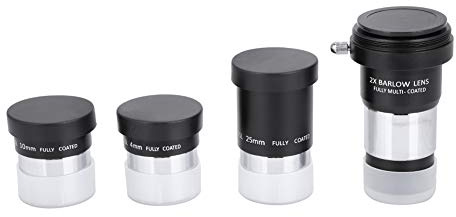 1.25inch Plossl Telescope Eyepiece Set, 4mm + 10mm + 25mm Plossl PL Lens + 2X Magnification Barlow Lens for Astronomic Telescope,Barlow LensTelescope Accessory Kit