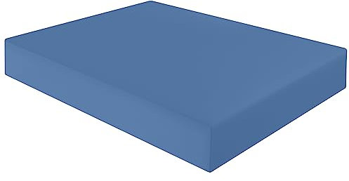 HOME ACE Non Iron Percale 4FT Small Double Fitted Sheet Mid Blue, 180 Thread Count 100% Poly Cotton 4FT Fitted Bed Sheets Small Double, Polycotton Fitted Sheet Small Double Bed Cotton Sheets