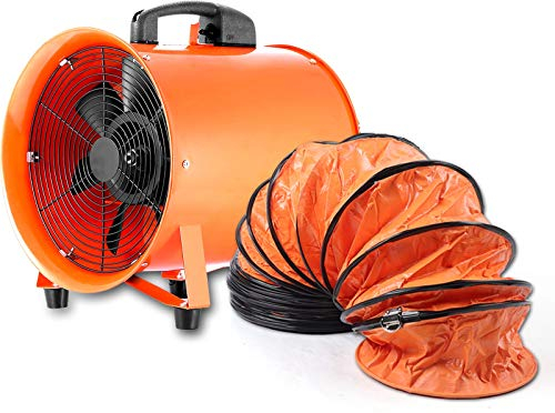320W 2800 U/min Industrie Rohrventilator 250mm Gebläse Bauventilator Baugebläse Axialgebläse Lüfter mit 10M PVC Schlauch