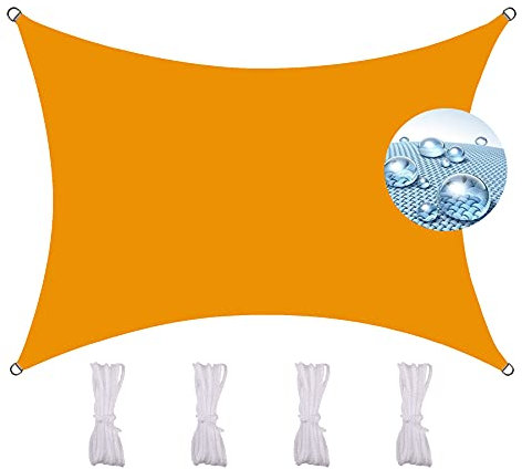 Tenda A Vela Quadrata 2X3M， per Esterni Anti UV Giardino Terrazza Piscina Tenda da Sole per Esterno A Caduta -Giallo Mango