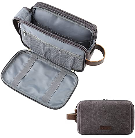 BAGSMART Kulturtasche für Herren,Travel Toiletry Organizer Dopp Kit Wasserabweisende Rasiertasche für Toilettenartikel Zubehör (Large Dunkelgrau)