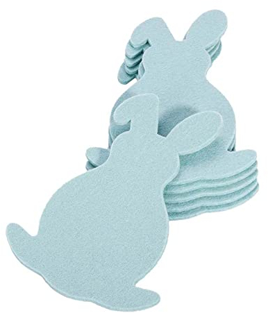 kontor28 - Filz Untersetzer Oster Motiv - 6er Set, Design Untersetzer aus 100% Natur Schurwolle, schmutz -und wasserabweisend, für Getränke, Bar, Tasse, Glas, Motiv: Hase Arctic blau