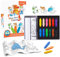 YPLUS Erdnuss Buntstifte Set für Kinder, Kunst Fall mit 12-Farben Buntstifte und Wandaufkleber Papierrollen, ungiftige Kleinkind Färbung Zubehör für Geschenk