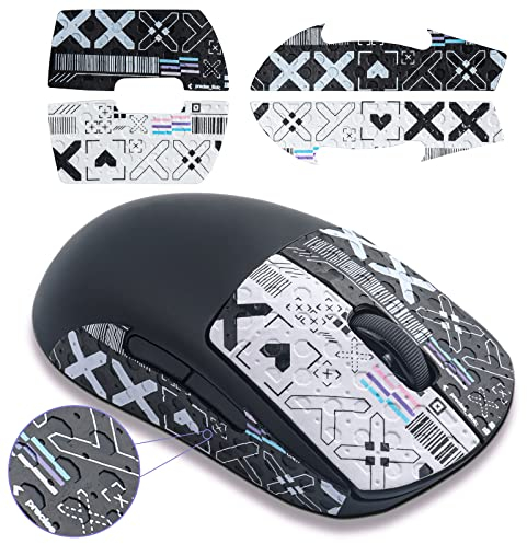 Mouse Grip Tape fit for Logitech G PRO, 4pcs Anti-Slip Gaming Mouse Skins Self-Adhesive Pre-Cut Stickers-Sweat Resistant-Easy to Use-Professional Mice Upgrade Kit(Black White)