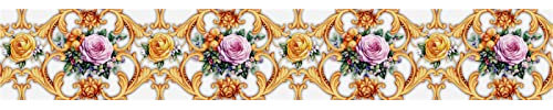 Guest Ruyunlai Selbstklebende Wandaufkleber Grenze 10cm X 1000cm, Tapetenbordüre Selbstklebend Bordüre, Wasserdichte Wandbordüre für Zuhause Büro Hotel DIY Dekoration gelbe rosa Rose