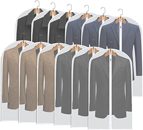 dystaval Kleidersäcke,12 Stück Kleidersäcke mit Reißverschluss, 60 x 100cm Kleiderschutzhülle Transparent Atmungsaktiv für Kleider und Anzüge,Kleiderhüllen,Schutzhülle Kleidung Jacke Mantel Kleider