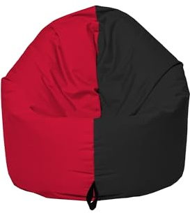 Momiralland Sitzsack 2 in 1 Funktion für bequemes Sitzen & Liegen – Indoor & Outdoor da er Wasserfest ist – Bdenkissen – für Kinder & Erwachsene (Schwarz - Rot, 130 - Durchmesser)