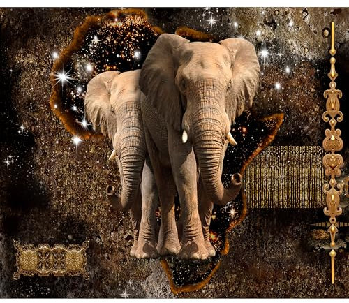 murando - Fototapete Premium-Vlies Elefant Tiere 100x70cm - Foto Tapete Wohnzimmer Moderne Vliestapete XXL Wandtapete Motivtapeten Bildtapete 3d Effekt Wand Dekoration Flur Abstrakt braun