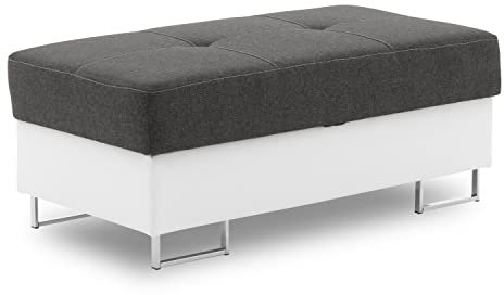 Hocker RIGATTO mit Kasten - polstermöbel. Fusshocker gepolstert für Sessel, Sofa, Couch, Sitzhocker mit Stauraum. Hocker fürs Wohnzimmer. Soft Öko-Leder Stoff. (LUX 06 + Soft 17)