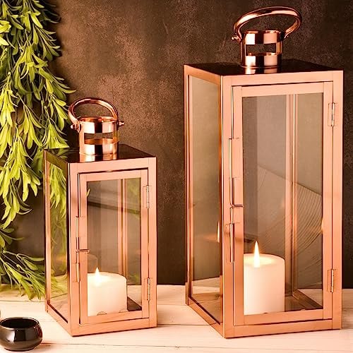 Marrakesch 2er Set Gartenlaterne Laterne 39cm & 27,5cm | Laternen für Draußen Marra Kupfer modern als Gartendeko