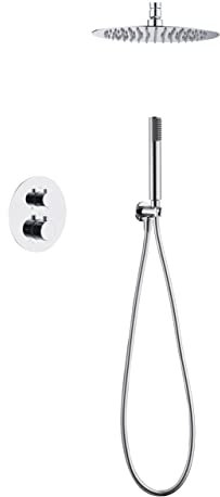 MICE - Ensemble de douche, Kit thermostatique douche encastré plafond - 2 voies - Robinetterie salle de bain encastrée - Douche encastrée plafond thermostatique couleur chrome