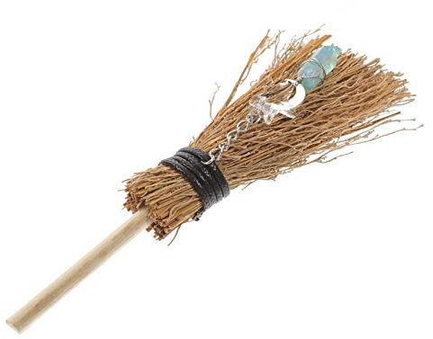 YARNOW Colgante De Escoba Amuletos De Brujas De Escoba Cosplay Mini Escobas De Adornos Colgantes De Piedras Preciosas Colgante De Ventana Metal Niño Casa De Muñecas La Bruja
