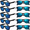 FSMILING Sonnenbrille Herren Set Sonnenbrillen Pack Party Brille Für Damen Herren Fasching Karneval,10er Pack Sonnenbrillen Verspiegelt Blau