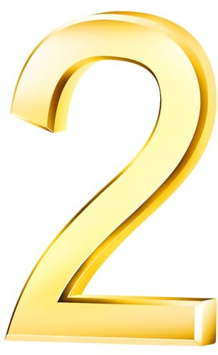 Rumyve 3D Gold Waterproof House Number Self-Adhesive, Mailbox Number Street Address Number for Number 0-9 Floating House Door, Residential Apartment Office Hotel(2)