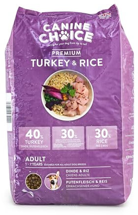 Canine Choice Premium Hundetrockenfutter Adult - Truthahn & Reis 2kg | 40% Truthahn, 30% Reis, natürliche Granulat-Formel für alle Rassen | sanfte Verdauung, reich an Protein, Alleinfuttermittel für