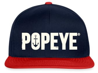 Spreadshirt Popeye Weißes Logo Snapback Cap, One Size, Navy/Rot