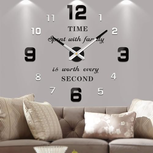 Vangold Moderne Mute DIY große Wanduhr 3D Aufkleber Big Wanduhren für Home Office Decor Geschenk