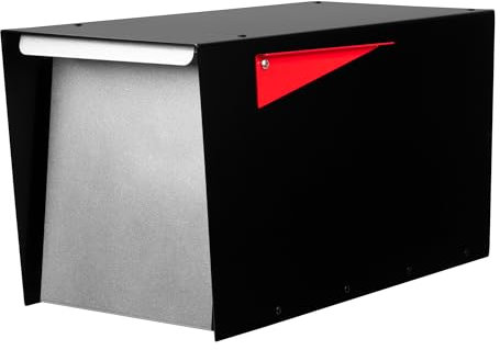 Ilyapa Large Modern Mailbox for Outside - Black - Post Mount