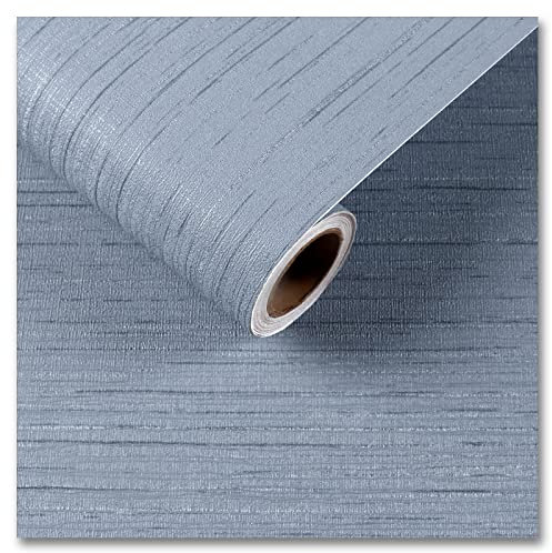 CRE8TIVE Blau Leinen Tapete Folie für Möbel 30cm x 900cm Graublau Selbstklebende Tapete Klebefolie Küche Strukturtapete Tapete Badezimmer Wasserfest Schrankfolie Tapete Schlafzimmer Tapete Mädchen