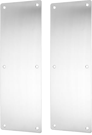 2 Pieces Door Kick Plate Kick Plates, Stainless Steel Kickplate Door Protection, Door Kick Plates For Any Swinging Door, Silver, With Holes