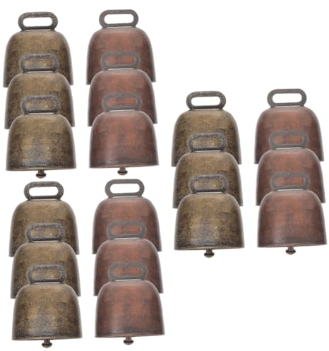 Cabilock 18 STK Kuhglocke aus Metall Bauernhof-Tier-Glocken Ziegenglocken Tierdekor Vintage-Accessoires Kuhglocken aus Kupfer Vieh hängende Anhänger Kamelglocke Indien Haustier