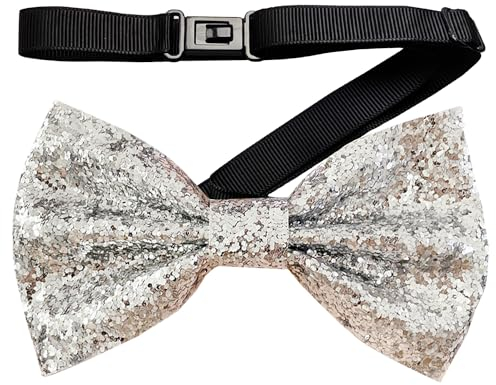 Chyuxinda Glitzernde Fliege Pailletten Fliege für Junggesellinnenabschied Karneval Kostüm Fasching Halloween Karneval Mottoparty (silber)