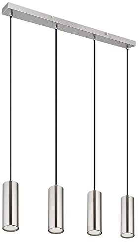 GLOBO Pendellampe Wohnzimmer Hängeleuchte modern LED Esstischlampe chrom, 4-flammig Metall, 4x LED 3 Watt 250 Lumen 3000 Kelvin warmweiß, LxBxH 65x6x120 cm
