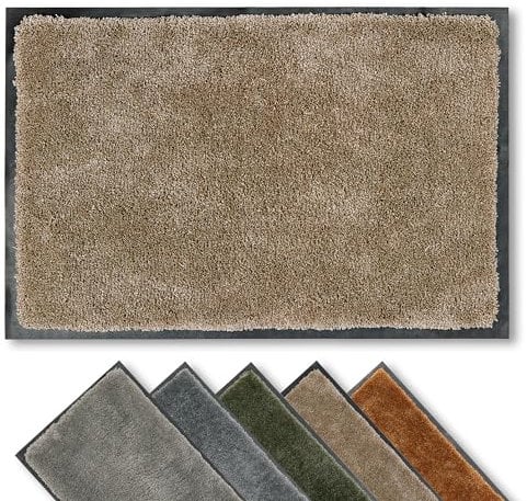 Astra Fussmatte innen rutschfest - nachhaltige Schmutzfangmatte weich - Läufer Flur waschbar per Hand - Türmatte pflegeleicht - Fußmatte beige 90x150 cm