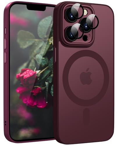 HGH Magnetisch Hülle für iPhone 13 Pro 6,1 Zoll Kompatibel mit MagSafe, Durchscheinende Matt Handyhülle iPhone 13 Pro Case Dünn Anti-Fingerabdruck Schutzhülle für iPhone 13 Pro (Fuchsie)