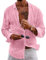 Puimentiua Camicia Uomo Manica Lunga Maglia Lino Estiva Elegante Camicia Coreana Tinta Unita Vacanze Beach, Rosa, 2XL