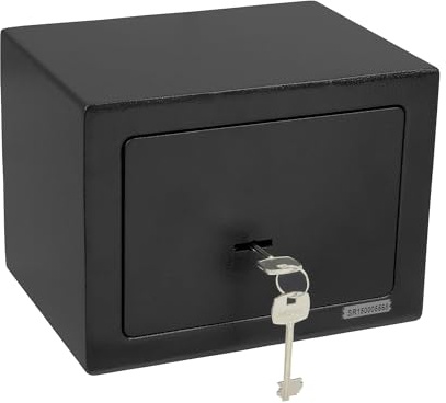 Tresor Möbeltresor mit Schloss | Safe Geldschrank Boden-Wandtresor Wandsafe | Schlüsseltresor für zuhause | Geldkassette Abschließbar | Geldverstecke | Kasse | ink. 2 x Schlüssel | Stahl | Schwarz