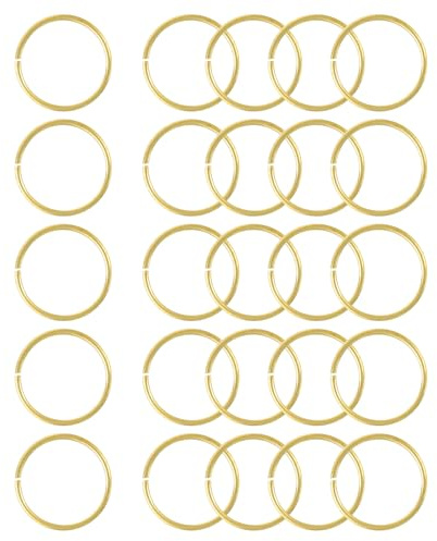 QUARKZMAN 25 Stück Offene Sprungringe, 15mm/0,59 OD Messing Sprungringverbinder 1mm dick O-Ringe für Halsketten Armband Schmuckherstellung Schlüsselanhänger DIY Handwerk, Goldfarben